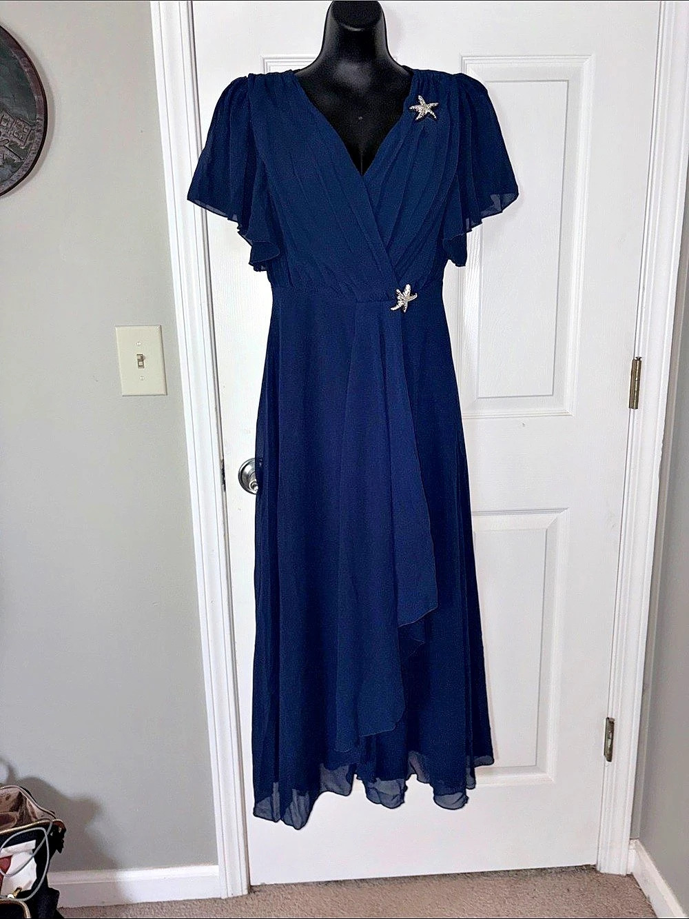 SHEIN Wrap Maxi Dress in Blue Size Medium